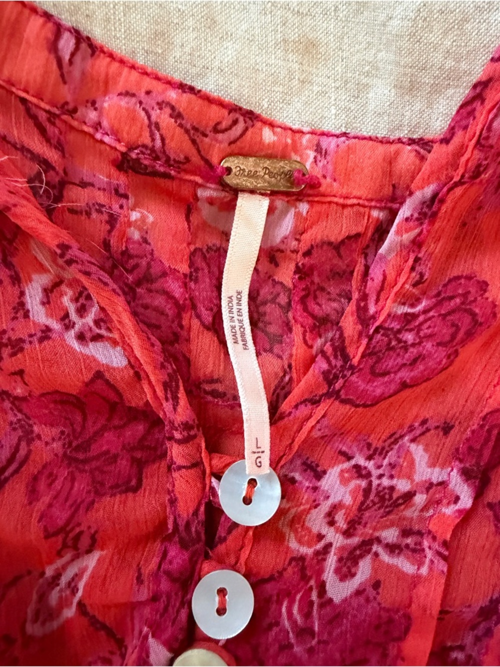 Free People Coral Floral Sheer Tiered Maxi Dress - Picture 2 of 16